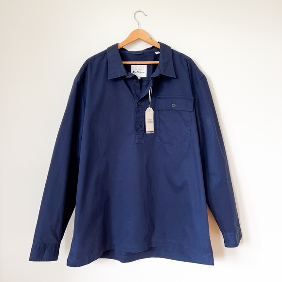 Ben Sherman Pullover Quarter-Button Jacket Shirt Size 2XL British Preppy - Picture 1 of 14